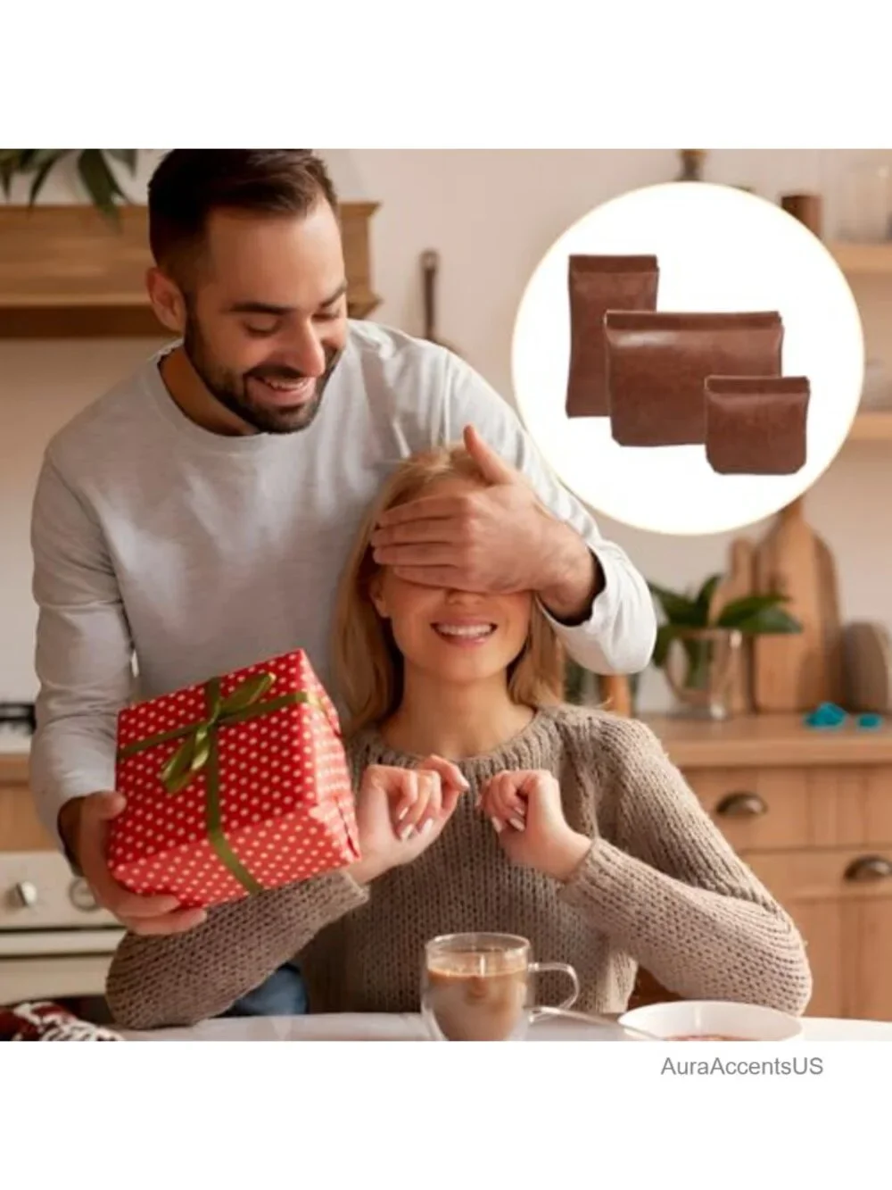 3 Pcs PU Leather Snap Closure Organizer Pouch Set Travel Cosmetic Bag